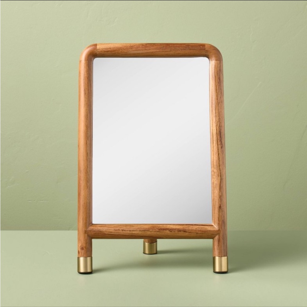 Wood Accent Mirror with Brass Feet - Hearth & Hand™ with Magnolia